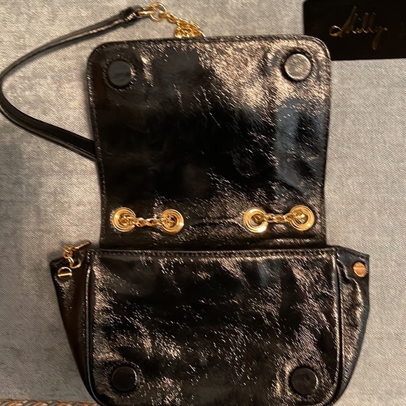 Authentic Milly black patent leather crossbody w zebra trim - Picture 5 of 6